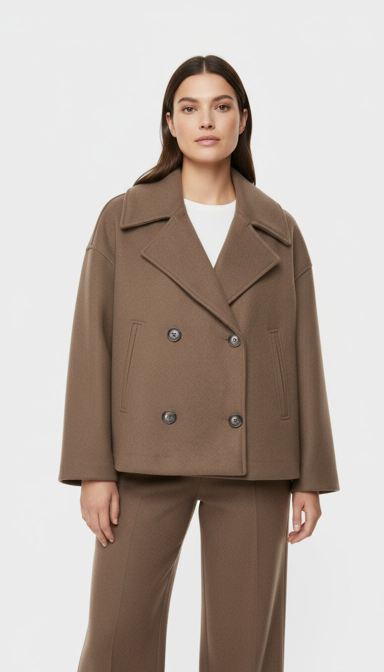Olivia - Warme Chique Dubbele Rij Knopen Jas