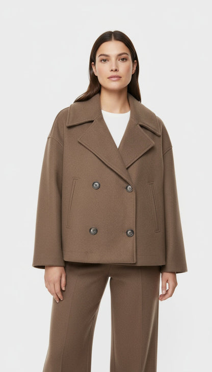 Olivia - Warme Chique Dubbele Rij Knopen Jas